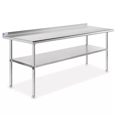 OPEN BOX - Stainless Steel Commercial Prep Table With Backsplash - 30  X 72  • $197.99