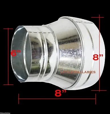 Heavy Duty Galvanized Duct Reducer 6  X 8  Connector Hydroponic Supply • $16.35