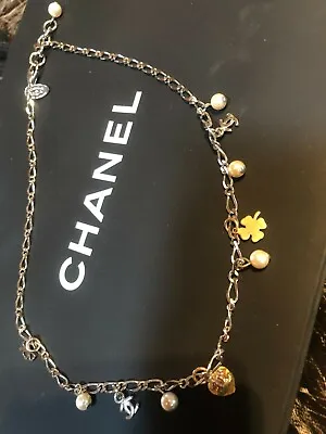 CHANEL Necklace Chain AUTH Coco Vintage Rare CC Mark Pearl Clover 06A F/S C15 • $459.99