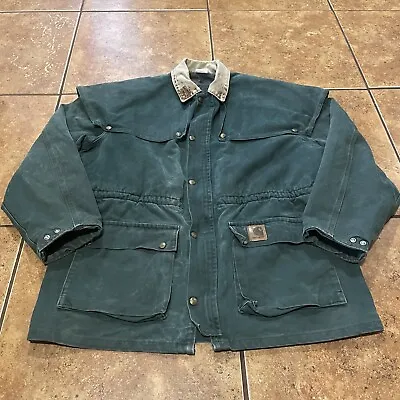 VTG Carhartt Jacket Coat Men's Blanket Lined CB5043 Green Cape Large 90s Detroit • $139.95