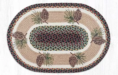 Pinecone Pine Cone Oval Rug 20  X 30  Earth Rugs Country Farmhouse Cabin • $37.85