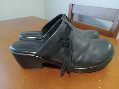 BOC Born Concept Womens Size 10 M Mules Clogs Heels Slip On Black Leather Shoes • $17.99