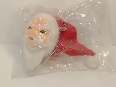 NOS Vintage Flocked Santa Head On Floral Wire Stick Christmas Decoration • $13.64