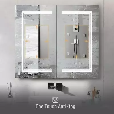 32in LED Light Medicine Cabinet With Mirror Bathroom LED Mirror Cabinet Anti-Fog • $179.99