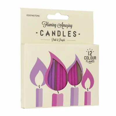 Eddingtons Pink & Purple Flaming Amazing Candles Pk12 Flame As Colour Of Candle • £4.85