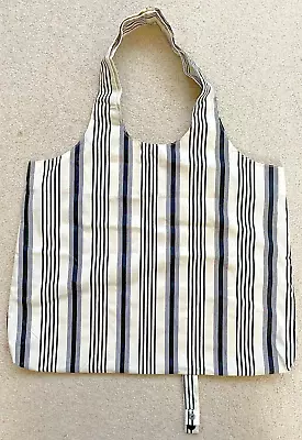 Eco-Friendly Fold-Up Reusable Nylon Grocery Shopping Tote Bags - Navy Stripe • $1.98