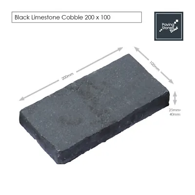 Black Limestone Cobble Setts Edging Patio Indian Stone Paving 200x100MM • £265