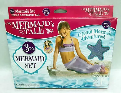 A Mermaid's Tale Aqua Splash - 3 Piece Purple Mermaid Set - Girls Size M/L 9-12 • $8.97