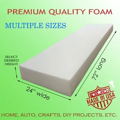 Medium Density Upholstery Seat Foam Cushion Replacement Home Auto Crafts 24 X72  • $29.95