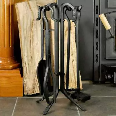 5 Piece Black Rustic Mini Fireplace Tool Set - F-1126 • $125