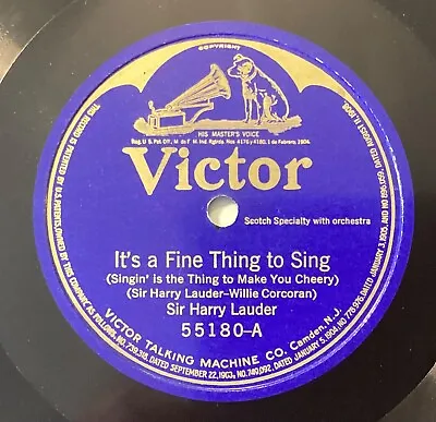 $8.98 • Buy Sir Harry Lauder – 78 Rpm Victor 55180: It’s A Fine Thing To Sing/Saturday Night