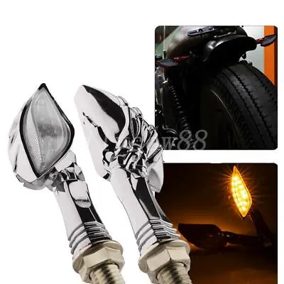 2x LED Motorcycle Chrome Skull Turn Signal Light For Yamaha V-Star 650 950 1100 • $11.80