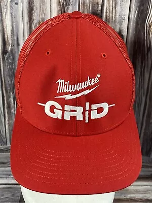 Milwaukee Tools Grid Red Mesh Back Snapback Trucker Hat - RARE - Excellent! • $19.99