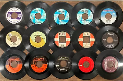 Lot Of 15 Vintage Vinyl 45's Records 60s ROCK & ROLL Rolling Stones Roy Orbison • $24.99