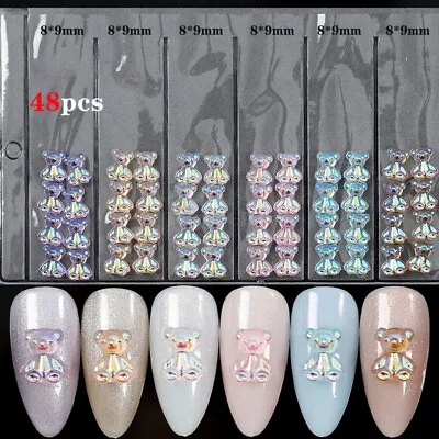 Mixed Size Aurora Little Bear Nail Art Accessories Resin FlatBack 3D Decorations • $1.89