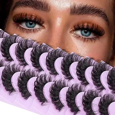 10Pairs Russian Style Strip Lashes D Curl Mink False Eyelashes Full Curled UK • £3.69