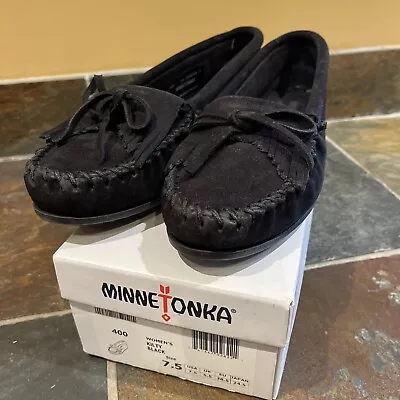 EUC Minnetonka Women’s Kilty Black Moccasin Size 7.5 • $29.99