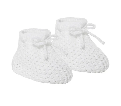 £2.90 • Buy Newborn Baby Boys Girls Booties Soft Knitted Baby Bootees White NB-3M Approx