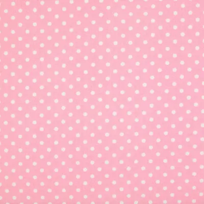 £1.50 • Buy 100% Cotton Fabric 3mm WHITE SPOTS SPOTTY PINK POLKA DOT Rose & Hubble Material