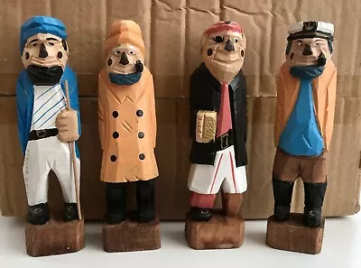 Wooden Sailors And Pirates. 4 In Number. Hand Carved. • £12