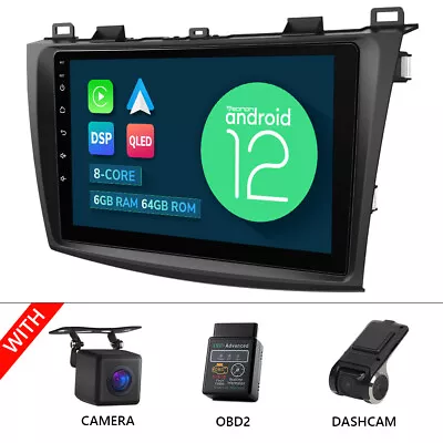 CAM+DVR+OBD+Dash Car Radio Stereo Android 12 8-Core For Mazda 3 10-13 GPS No-DVD • $348.06