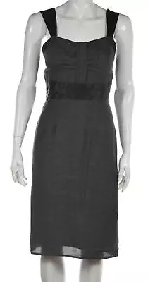 Voom Joy Han Womens Dress Size S Gray Herringbone Sheath Knee Length Sleeveless • $24.99