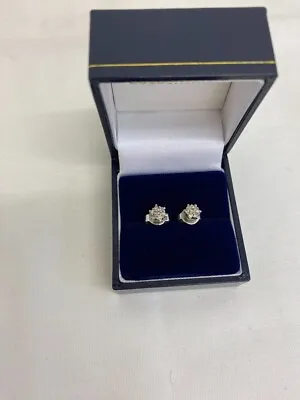 £53 • Buy White Gold Diamond Cluster Stud Earrings 750 Clear 2.3g