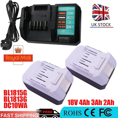 4Ah 18V Battery For Makita 3Ah 2Ah BL1813G BL1815G 198186-3 HP457 DC18WA Charger • £46.90