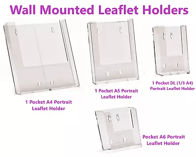 DL A5 A4 Wall Mount Leaflet Postcard Brochure Holders Menu Dispenser Displays • £98.31