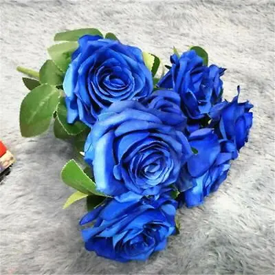10 Heads Silk Rose Artificial Flowers Fake Bouquet Wedding Home Party Decor • £6.99