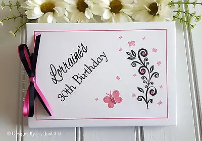 Personalised Pink And Black / Any Age Birthday Guest Book/photo Scrapbook Album  • £16.99