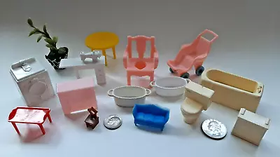 Mixed Lot (15) Vintage Plastic Dollhouse Furniture-MAR Acme Unmarked • $9.98
