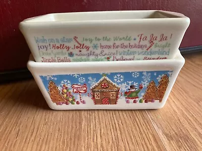 Nantucket - Set Of 2 Christmas Stoneware Mini 6 Inch Loaf Pans • $16