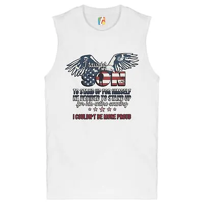 I Taught My Son To Stand Up For Himself Muscle Shirt Military Patriotic Men's • $19.51