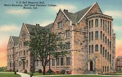 Vintage Postcard 1940's F. E. Ball Memorial Hall Men's Dormitory Muncie Indiana • $8.96