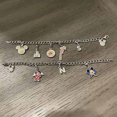 Set Of 2 Disney Mickey Mouse Charm Bracelets ~  8 Charms Between 2 Bracelets • $15