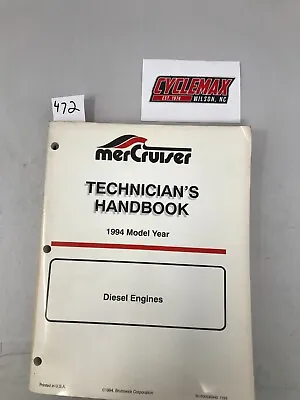 $10.99 • Buy 1994 Mercruiser Technicians Handbook Diesel Engines Manual 90-806536940