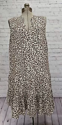 NINE WEST Womens XXL Sleeveless Animal Leopard Print Beige Brown White Dress • $11.99