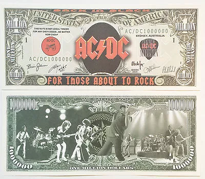 RARE: AC/DC  We Salute You  $1 Million Novelty Note Music. Buy 5 Get One FREE  • $4.95