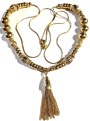 Vintage Stunning Gold Tone Long Tassel Necklace~signed: Monet • $19.99