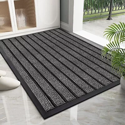 Non Slip Rubber Door Mat Indoor Outdoor Welcome Door Mat Heavy Duty Washable Rug • £5.27