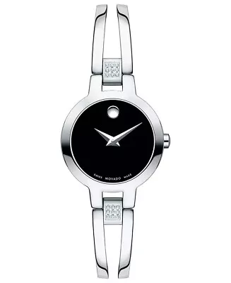 Movado Women’s Swiss Amorosa Diamond-Accent Stainless Steel Bangle Watch 24mm • $299