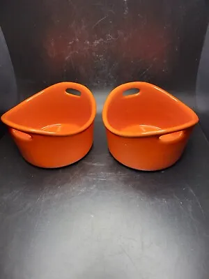 RACHEL RAY 10 OZ Set Of 2 Orange Stoneware Ramekins Oven Microwave DW Safe • $12