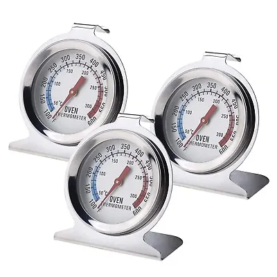 £6.99 • Buy Kitchen Oven Thermometer Large Dial Stainless Steel Grill Smoker Monitoring 3pc