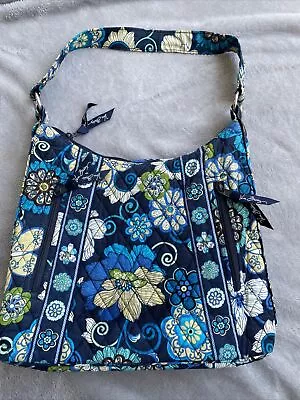 Vera Bradley Lisa B  Mod Floral Blue Tote Bag Purse Zipper Retired 13 X 11 X 3” • $12.50