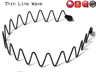 Black Metal Sports Hairband Headband Wave Alice Style Hair Band Unisex Men Women • £2.93