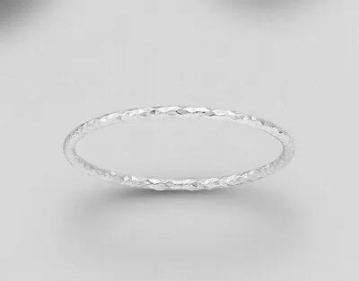 $14 • Buy 925 Sterling Silver Diamond Cut Textured Thin Dainty Stacking 1mm Band Ring
