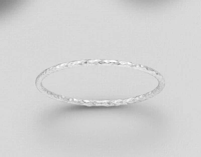 $14 • Buy 925 Sterling Silver Diamond Cut Textured Thin Dainty Stacking 1mm Band Ring