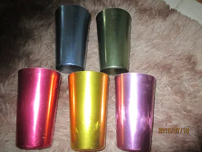 Aluminum Tumblers Drinking Glasses Vintage Metal Cups Multicolor 5 Pcs • $27