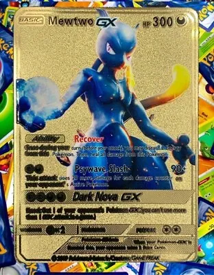 Mewtwo GX Gold Metal Pokémon Card Collectible Gift • $10.99